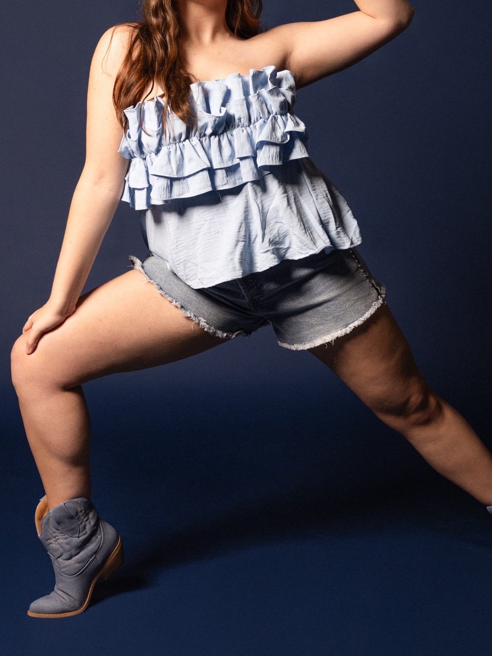 Light Blue Ruffle Top - Picture 3 of 4